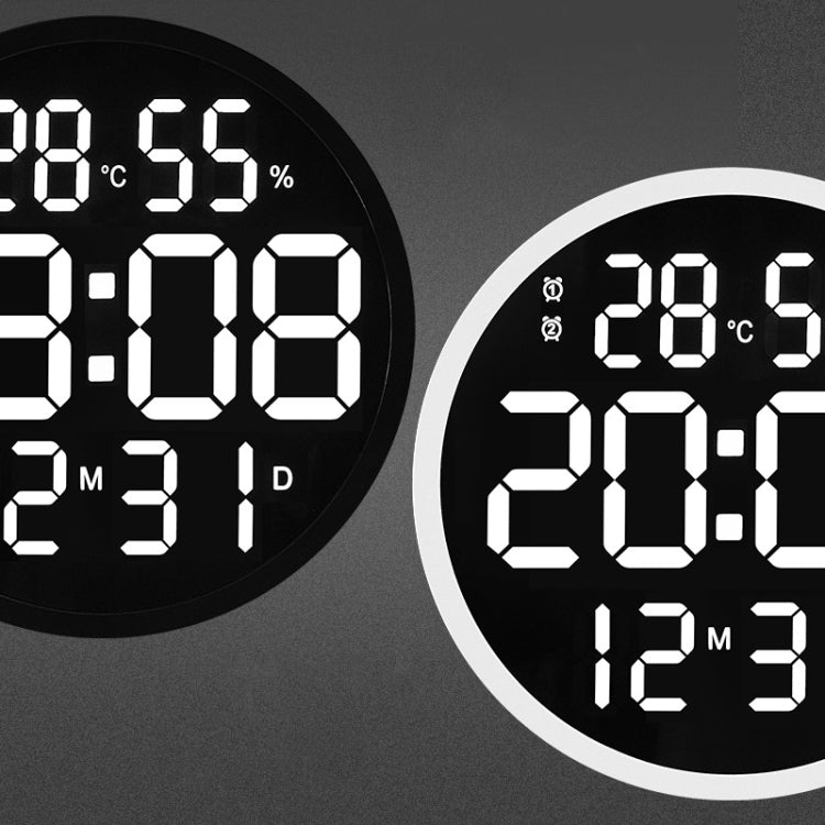 6620 12 Inch LED Simple Wall Clock Living Room Round Silent Digital Temperature And Humidity Electronic Clock(Black Frame US Plug) - Wall Clock by PMc TechLife | Online Shopping South Africa | PMc TechLife | Buy Now Pay Later Mobicred