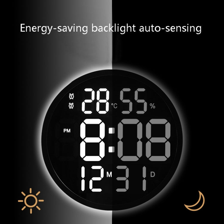 6620 12 Inch LED Simple Wall Clock Living Room Round Silent Digital Temperature And Humidity Electronic Clock(White Frame US Plug) - free shipping - PMc TechLife - Order now!