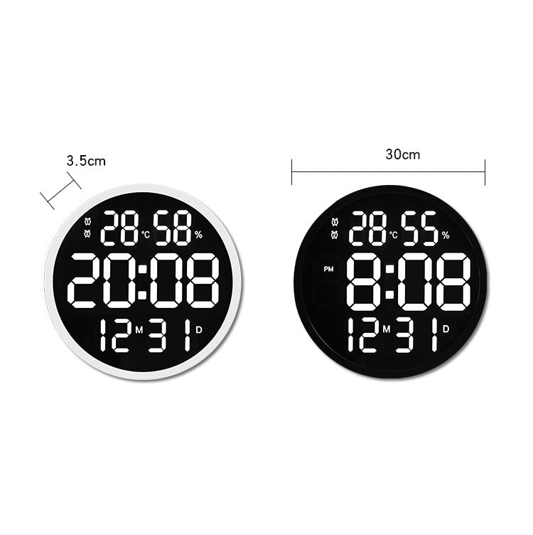 6620 12 Inch LED Simple Wall Clock Living Room Round Silent Digital Temperature And Humidity Electronic Clock(White Frame EU Plug) - Wall Clock by PMc TechLife | Online Shopping South Africa | PMc TechLife | Buy Now Pay Later Mobicred