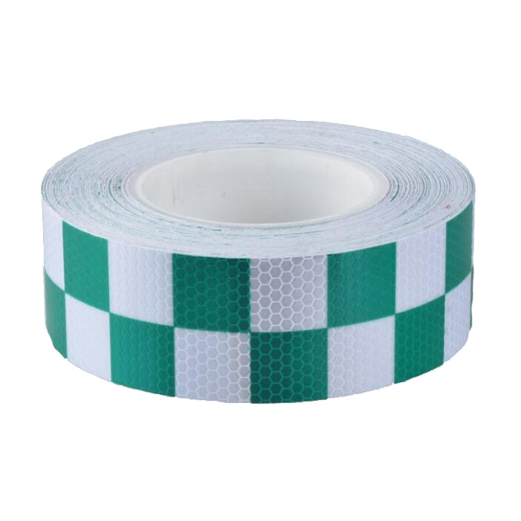 PVC Lattice Reflective Belt Generic Film Traffic Safety Facilities Anti-Collision Warning Stickers(White Green) - free shipping - PMC Jewellery - Order now!