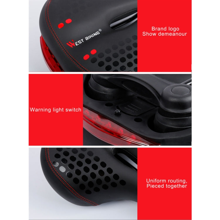 WEST BIKING YP0801083 Bicycle Taillight Thickened Soft And Comfortable Mountain Bike Seat Cushion(BlackRed) - free shipping - PMc TechLife - Order now!