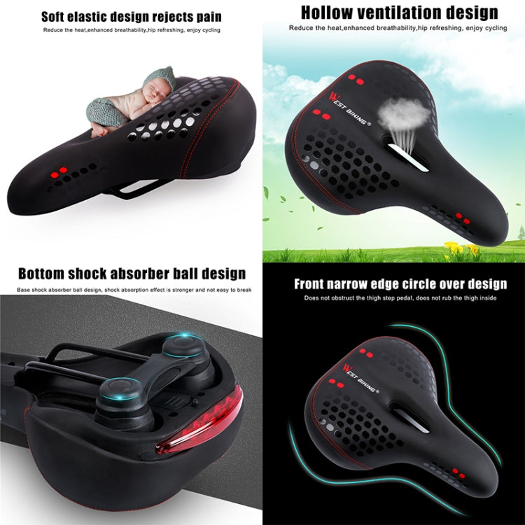 WEST BIKING YP0801083 Bicycle Taillight Thickened Soft And Comfortable Mountain Bike Seat Cushion(BlackRed) - free shipping - PMc TechLife - Order now!