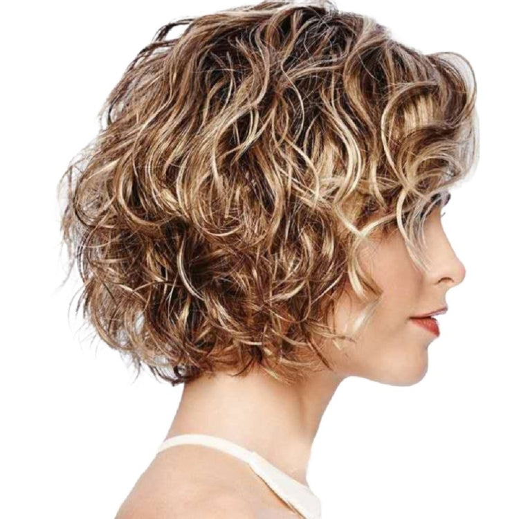 Ladies Oblique Bangs Fluffy Short Curly Hair Wig Headgear - free shipping - PMC TechLife - Order now!
