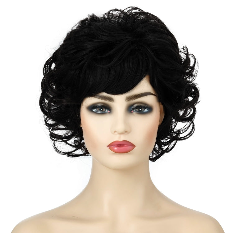Ladies Fluffy Short Curved Head Set Chemical Fiber Wig(Black) - free shipping - PMC TechLife - Order now!