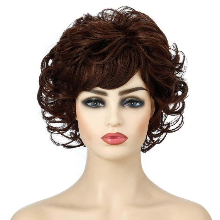 Ladies Fluffy Short Curved Head Set Chemical Fiber Wig(Brown) - free shipping - PMC TechLife - Order now!