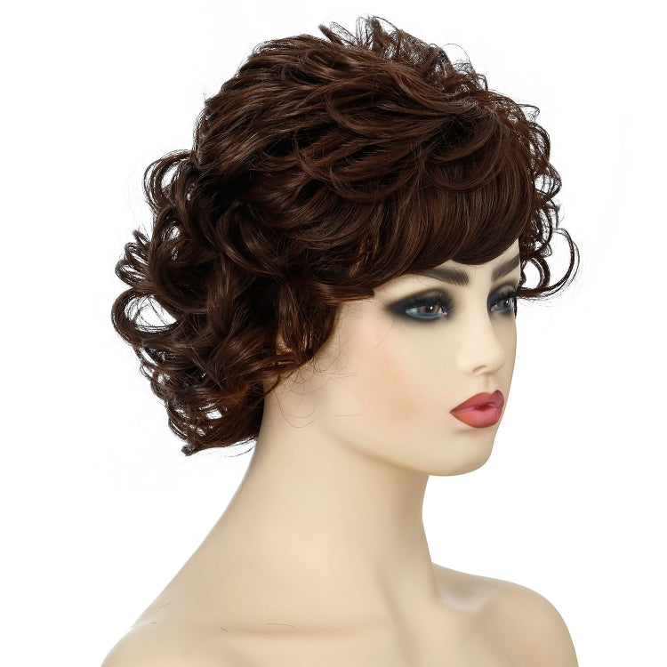 Ladies Fluffy Short Curved Head Set Chemical Fiber Wig(Brown) - free shipping - PMC TechLife - Order now!