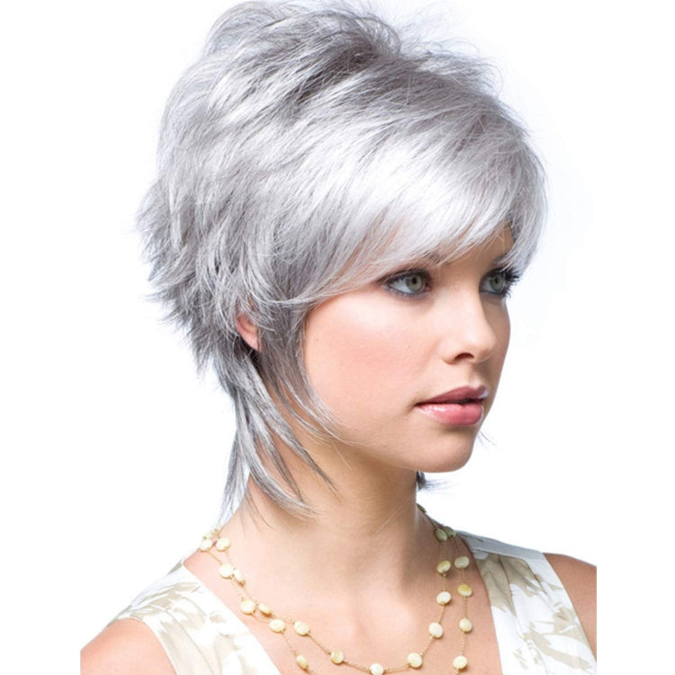 Short Hair Female Wigs Fluffy Fiber Set(Silver White) - free shipping - PMC TechLife - Order now!