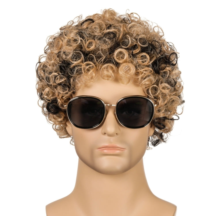 Men Wig Curls Hair Chemical Fiber Headgear(Brown+Black) - free shipping - PMC TechLife - Order now!