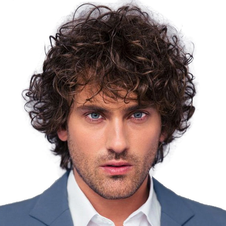 Men Fluffy Short Curly Wig Sets(Black Brown) - free shipping - PMC TechLife - Order now!