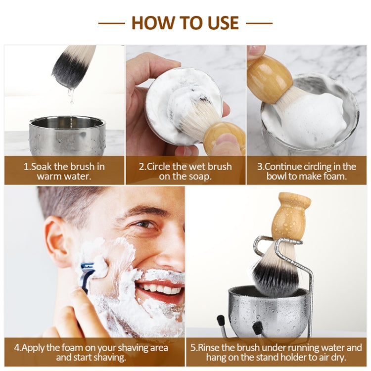 B3004 3 Pcs/Set Men Styling Tools Nylon Beard Brush Rack Foam Bowl(3 Pcs/Set) - free shipping - PMC TechLife - Order now!