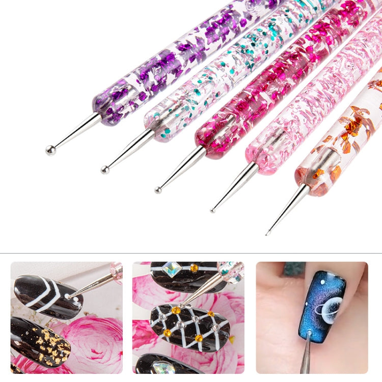 5 In 1 Nail Double-Headed Drill Pen Acrylic Transparent Pole Nail Tool - free shipping - PMC Jewellery - Order now!