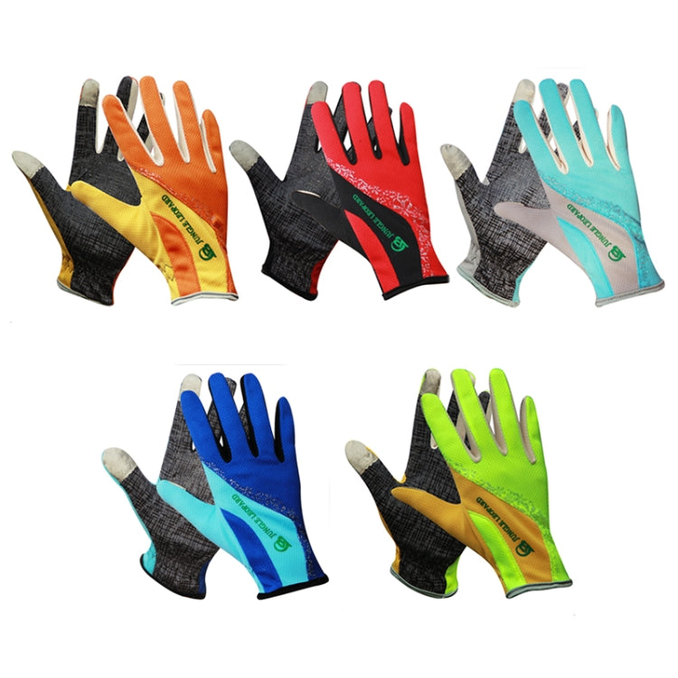 JUNGLE LEOPARD Outdoor Sports Mountaineering Full Finger Gloves Mesh Touch Screen Anti-Skid Gloves, Size: L(Green+Yellow) - Full Finger Gloves by JUNGLE LEOPARD | Online Shopping South Africa | PMC TechLife | Buy Now Pay Later Mobicred
