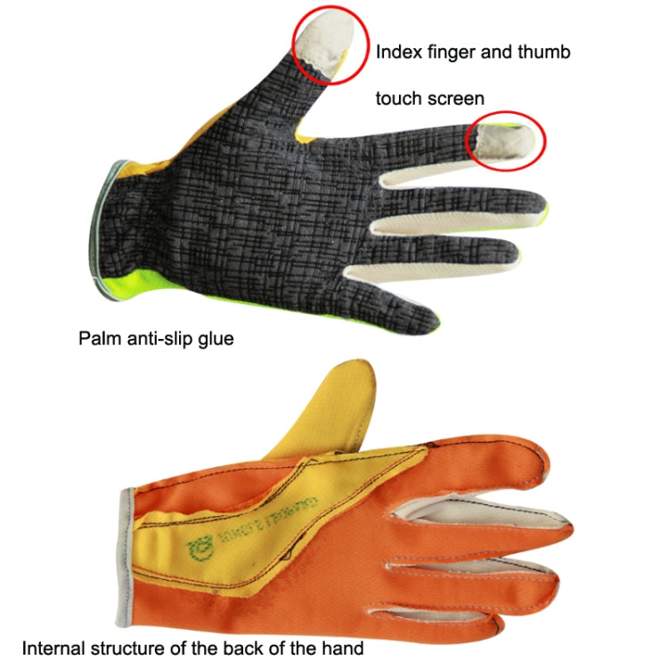 JUNGLE LEOPARD Outdoor Sports Mountaineering Full Finger Gloves Mesh Touch Screen Anti-Skid Gloves, Size: L(Orange+Yellow) - Full Finger Gloves by JUNGLE LEOPARD | Online Shopping South Africa | PMC TechLife | Buy Now Pay Later Mobicred