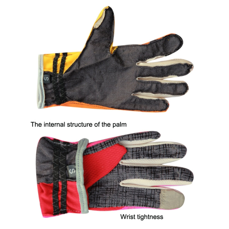 JUNGLE LEOPARD Outdoor Sports Mountaineering Full Finger Gloves Mesh Touch Screen Anti-Skid Gloves, Size: L(Orange+Yellow) - Full Finger Gloves by JUNGLE LEOPARD | Online Shopping South Africa | PMC TechLife | Buy Now Pay Later Mobicred