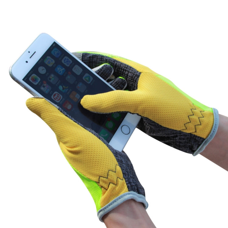 JUNGLE LEOPARD Outdoor Sports Mountaineering Full Finger Gloves Mesh Touch Screen Anti-Skid Gloves, Size: L(Green+Yellow) - Full Finger Gloves by JUNGLE LEOPARD | Online Shopping South Africa | PMC TechLife | Buy Now Pay Later Mobicred