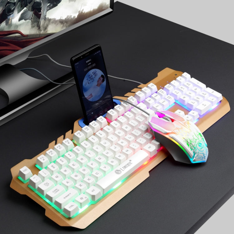 LIMEIDE T21 104Keys Wired Gaming Backlit Computer Manipulator Keyboard and Mouse Set, Cable Length: 1.4 m(White) - free shipping - PMC Jewellery - Order now!