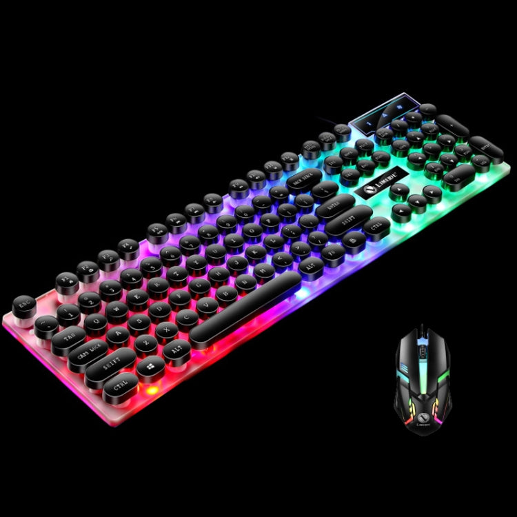 LIMEIDE GTX300 104 Keys Retro Round Key Cap USB Wired Mouse Keyboard, Cable Length: 1.4m, Colour: Punk Set Black - Wired Keyboard by LIMEIDE | Online Shopping South Africa | PMC TechLife | Buy Now Pay Later Mobicred
