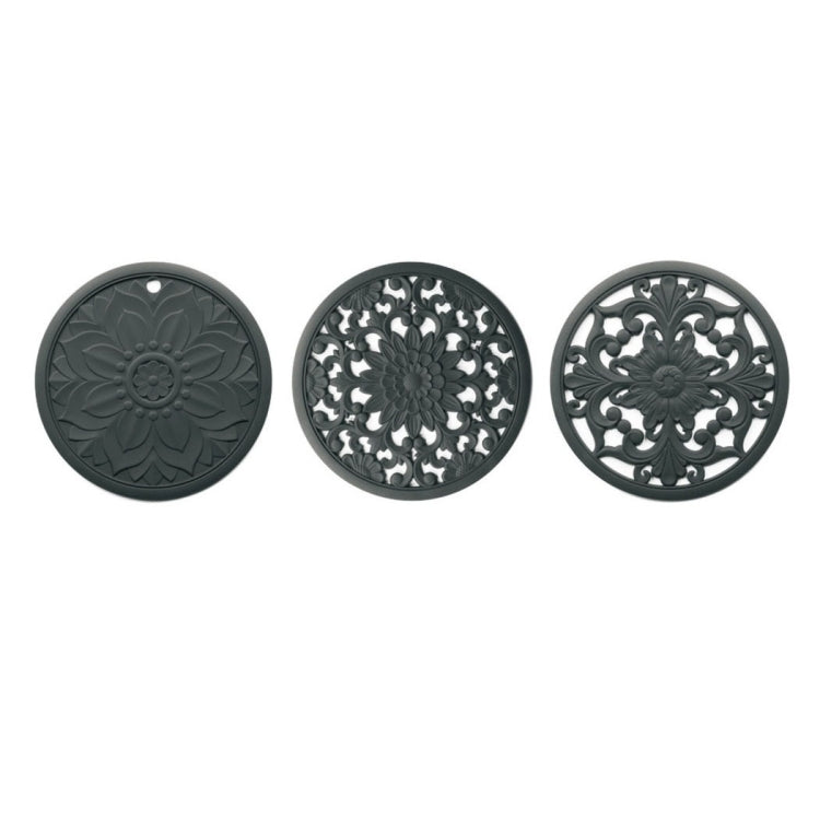 3 in 1 Hollow Flower Silicone Heat Insulation Pad Anti-Scalding Pot Bowl Pad Set(Black) - Insulation by PMC TechLife | Online Shopping South Africa | PMC TechLife
