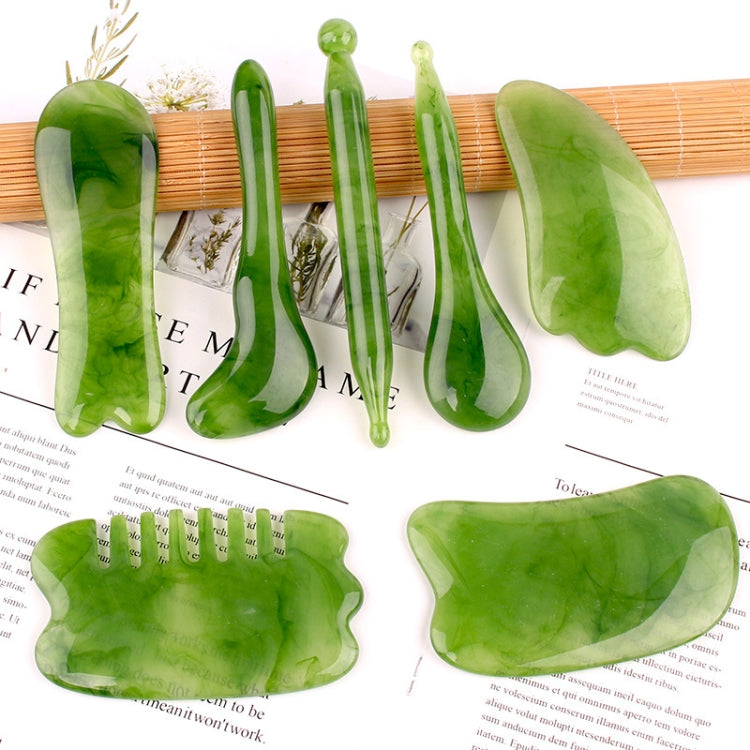 Resin Scraping Sheet Massage Facial Tendon Stick Beauty Salon Shave Board Acupuncture Pen, Color Classification: Emerald Green Relaxing Stick - free shipping - PMC TechLife - Order now!