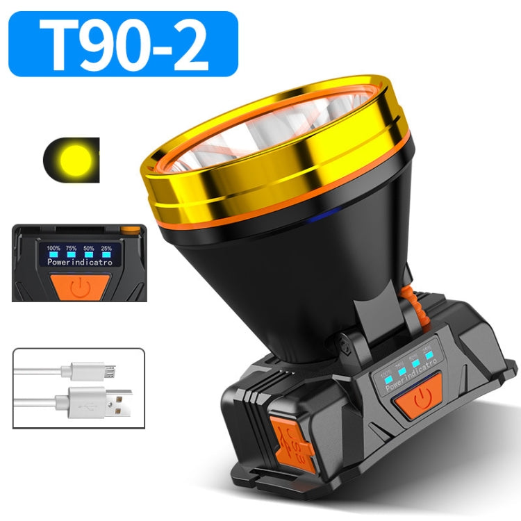 LED Night Fishing Charge Head Light Outdoor Camping Fishing Miner Light Searchlight Head-Mounted Flashlight With Charge Display, Colour: 40 Lamp Beads Yellow Light - Headlamp by PMC TechLife | Online Shopping South Africa | PMC TechLife