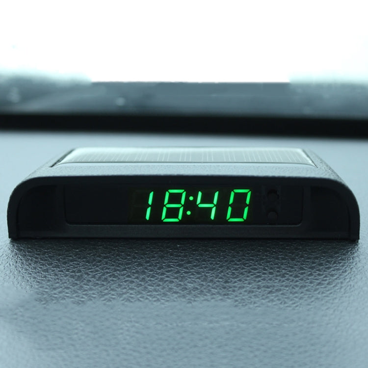 Solar Night Light Car Clock Automotive Electronic Clock Temperature Time+Date+Week+Temperature(Green Light) - Clocks & Car Meters by PMC TechLife | Online Shopping South Africa | PMC TechLife | Buy Now Pay Later Mobicred