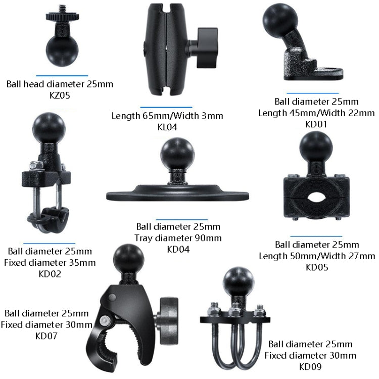 Motorcycle Riding Recorder Bracket Camera Holder, Style: KZ05 + KL04 + KD09 - Holder by PMC TechLife | Online Shopping South Africa | PMC TechLife | Buy Now Pay Later Mobicred