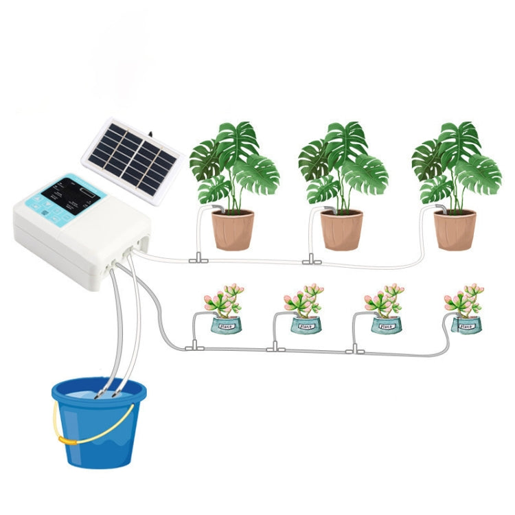 G89456 Solar Intelligent Voice Timing Automatic Flower Watering Device Lazy Plant Dripper, Specification: Double Pump 30 Sets 20M Tube(White) - Watering & Irrigation by PMc TechLife | Online Shopping South Africa | PMc TechLife | Buy Now Pay Later Mobicred