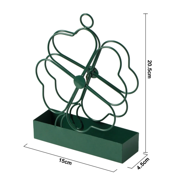 Simple Hangable Wrought Iron Mosquito Coil Holder Portable Fireproof Mosquito Coil Tray Incense Burner Ornaments Four Leaf Grass (Ink Green) - Mosquito Coil Tray by PMC TechLife | Online Shopping South Africa | PMC TechLife | Buy Now Pay Later Mobicred
