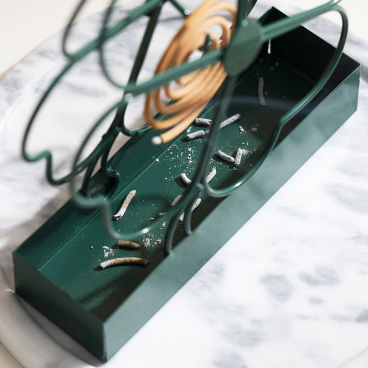 Simple Hangable Wrought Iron Mosquito Coil Holder Portable Fireproof Mosquito Coil Tray Incense Burner Ornaments Four Leaf Grass (Ink Green) - Mosquito Coil Tray by PMC TechLife | Online Shopping South Africa | PMC TechLife | Buy Now Pay Later Mobicred