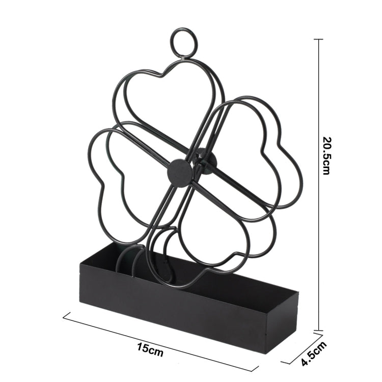 Simple Hangable Wrought Iron Mosquito Coil Holder Portable Fireproof Mosquito Coil Tray Incense Burner Ornaments Four Leaf Grass  (Black) - Mosquito Coil Tray by PMC TechLife | Online Shopping South Africa | PMC TechLife | Buy Now Pay Later Mobicred