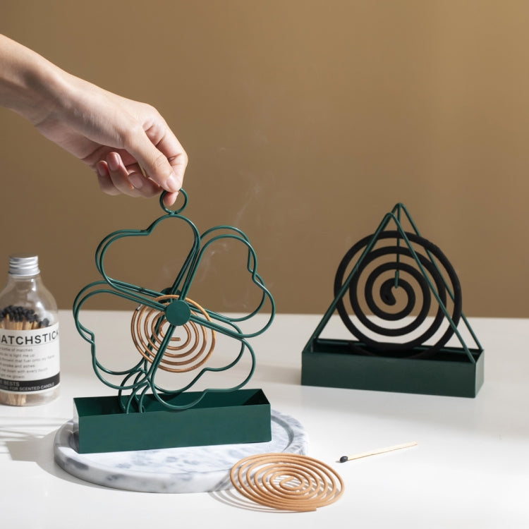 Simple Hangable Wrought Iron Mosquito Coil Holder Portable Fireproof Mosquito Coil Tray Incense Burner Ornaments Triangle (Black) - Mosquito Coil Tray by PMC TechLife | Online Shopping South Africa | PMC TechLife | Buy Now Pay Later Mobicred