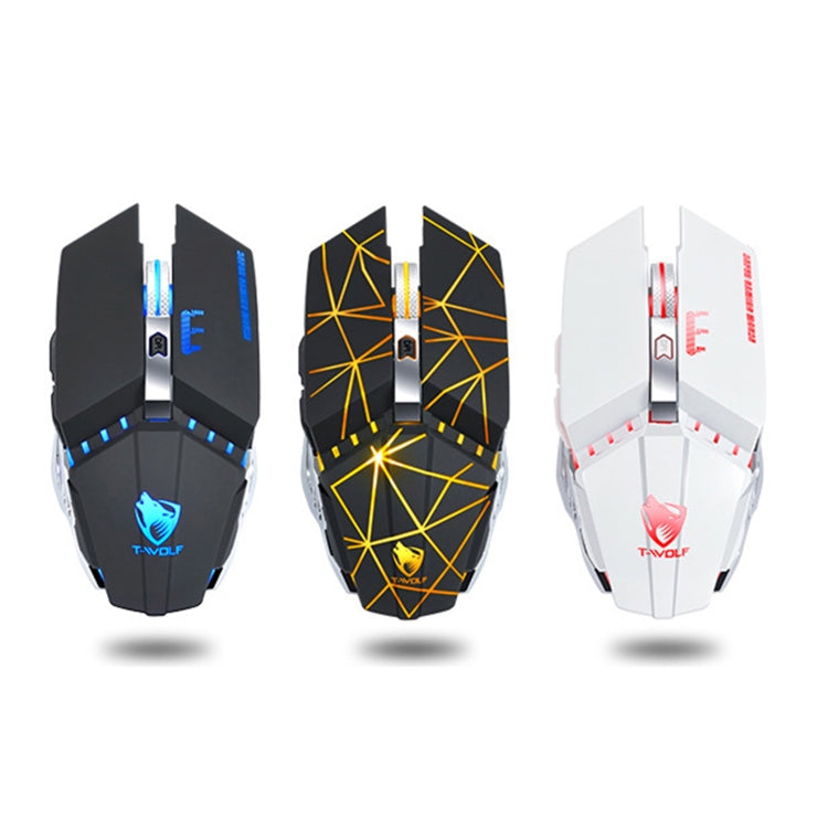 T-WOLF Q15 6-Buttons 1600 DPI Wireless Rechargeable Mute Office Gaming Mouse with 7 Color Breathing Light(Pearl White) - free shipping - PMC Jewellery - Order now!