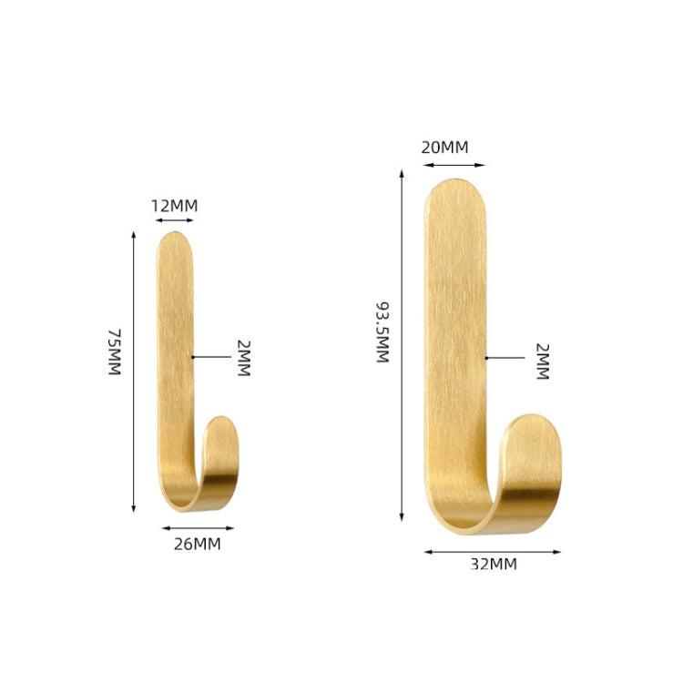 Brass Gold Color Brushed Hook Punch-Free Metal Hanging Hook, Specification: Large - Shelf & Hooks by PMC TechLife | Online Shopping South Africa | PMC TechLife