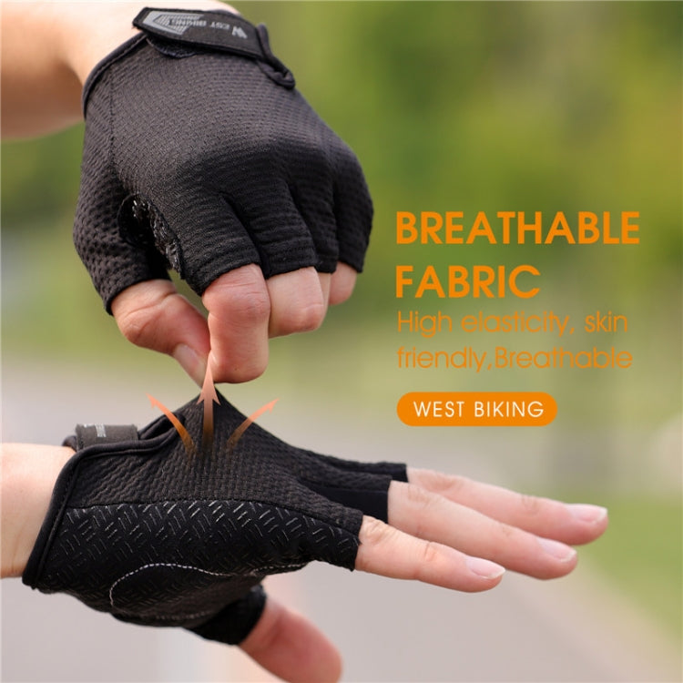 WEST BIKING YP0211218 Cycling Breathable Short Gloves Non-Slip Half Finger Gloves, Size: M(Blue) - Cycling Gloves by WEST BIKING | Online Shopping South Africa | PMC TechLife | Buy Now Pay Later Mobicred