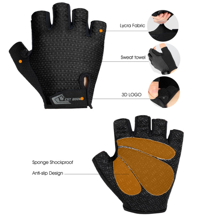 WEST BIKING YP0211218 Cycling Breathable Short Gloves Non-Slip Half Finger Gloves, Size: L(Black) - Cycling Gloves by WEST BIKING | Online Shopping South Africa | PMC TechLife | Buy Now Pay Later Mobicred