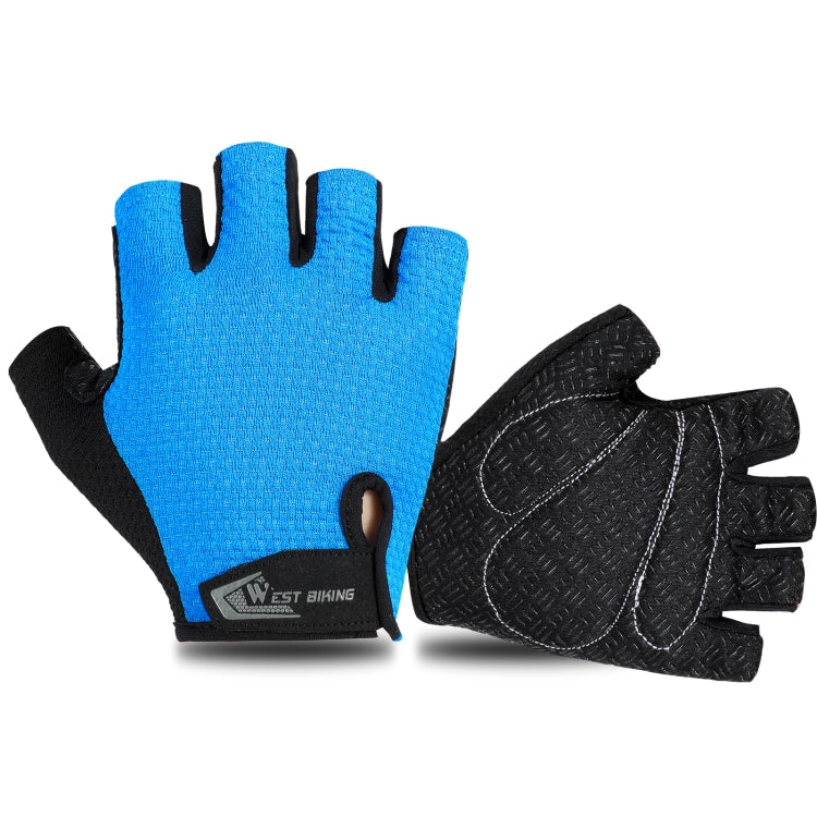 WEST BIKING YP0211218 Cycling Breathable Short Gloves Non-Slip Half Finger Gloves, Size: 2XL(Blue) - Cycling Gloves by WEST BIKING | Online Shopping South Africa | PMC TechLife | Buy Now Pay Later Mobicred