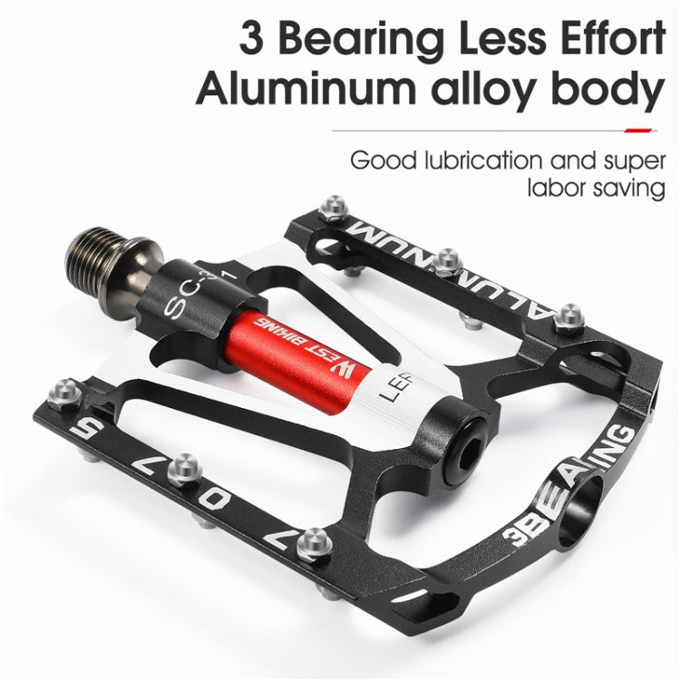 1pair WEST BIKING YP0802083 Mountain Bike Aluminum Alloy Pedal Lightweight Bearing Foot Pedal(Black) - free shipping - PMc TechLife - Order now!