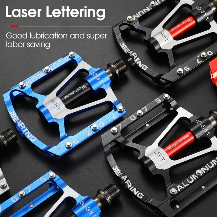 1pair WEST BIKING YP0802083 Mountain Bike Aluminum Alloy Pedal Lightweight Bearing Foot Pedal(Black) - free shipping - PMc TechLife - Order now!