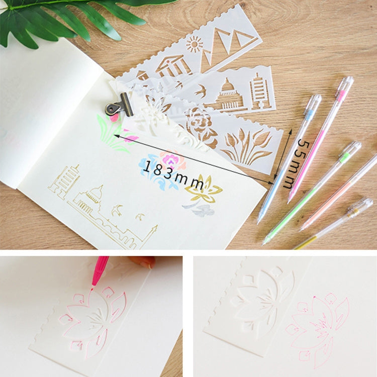 HB-9 Long Series 8 in 1 Drawing Ruler Hand Account Multi-Function Hollow Flower Edge Filling Template(Flowers) - Rulers by PMC TechLife | Online Shopping South Africa | PMC TechLife | Buy Now Pay Later Mobicred