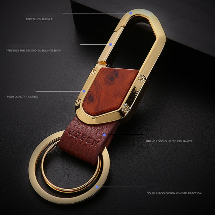 JOBON ZB-106A Business Men Metal Keychain Double Loop Car Pendant Keychain(Golden) - free shipping - PMC TechLife - Order now!