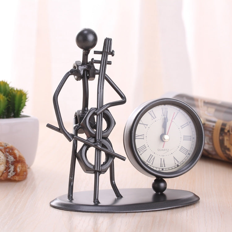 Iron Stainless Steel Small Table Clock Retro Personality Clock Birthday Gift(C62 Cello Clock) - Novelty Clock by PMc TechLife | Online Shopping South Africa | PMc TechLife | Buy Now Pay Later Mobicred