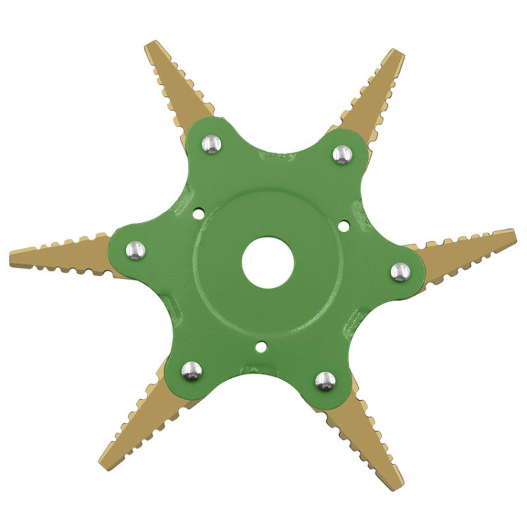 Toothed Mower Blade Six-Leaf Cyclone Blade Agricultural Weeder Parts(Golden Blade Bagged Green) - Lawn Mower, Saws & Accessories by PMC TechLife | Online Shopping South Africa | PMC TechLife | Buy Now Pay Later Mobicred