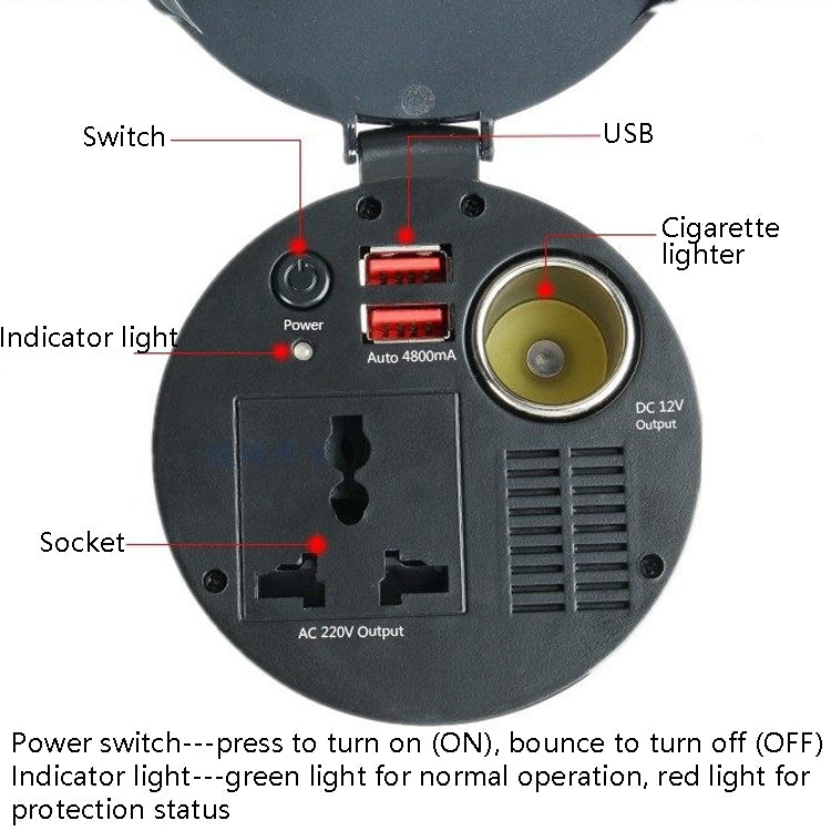 150W 12V To 220V Car Inverter Dual USB 2.1A Power Converter Booster -  by PMC TechLife | Online Shopping South Africa | PMC TechLife | Buy Now Pay Later Mobicred