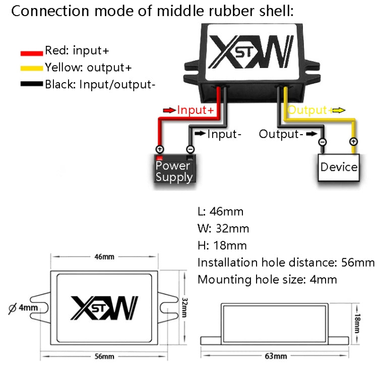 XWST DC 12/24V To 5V Converter Step-Down Vehicle Power Module, Specification: 12/24V To 5V 8A Medium Rubber Shell -  by PMC Jewellery | Online Shopping South Africa | PMC Jewellery | Buy Now Pay Later Mobicred