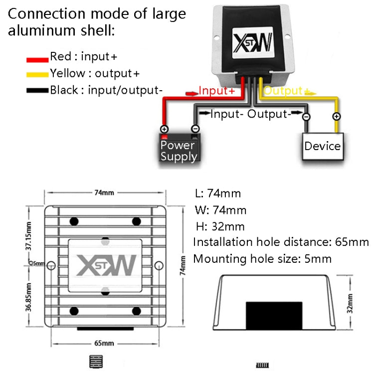 XWST DC 12/24V To 5V Converter Step-Down Vehicle Power Module, Specification: 12/24V to 5V 20A Large Aluminum Shell -  by PMC TechLife | Online Shopping South Africa | PMC TechLife | Buy Now Pay Later Mobicred