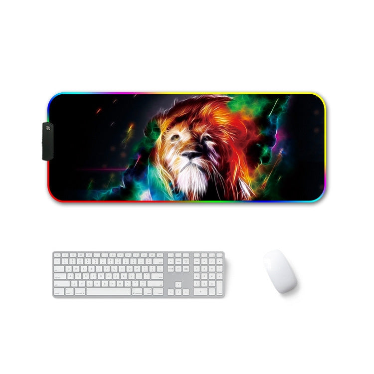 300x350x3mm F-01 Rubber Thermal Transfer RGB Luminous Non-Slip Mouse Pad(Colorful Lion) - free shipping - PMC Jewellery - Order now!