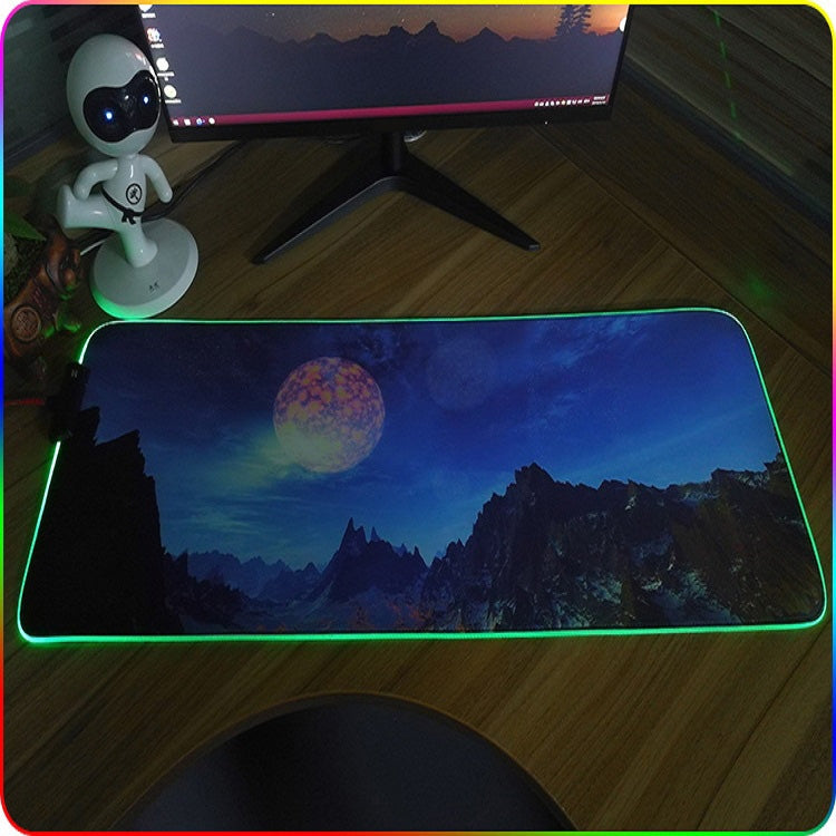 300x350x3mm F-01 Rubber Thermal Transfer RGB Luminous Non-Slip Mouse Pad(Snow Peak) - Mouse Pads by PMC Jewellery | Online Shopping South Africa | PMC Jewellery | Buy Now Pay Later Mobicred