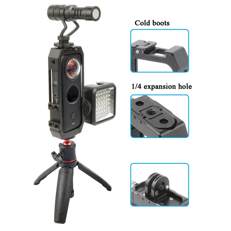 KF42730 For Insta360 One X-2 Metal Camera Vertical Cage Protection Frame with Cold Shoe - Mount & Holder by PMC TechLife | Online Shopping South Africa | PMC TechLife | Buy Now Pay Later Mobicred
