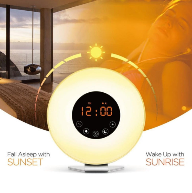 Simulated Sunrise And Sunset Sleep Light Alarm Clock with FM Radio(UK Plug) - Alarm Clocks by PMc TechLife | Online Shopping South Africa | PMc TechLife | Buy Now Pay Later Mobicred