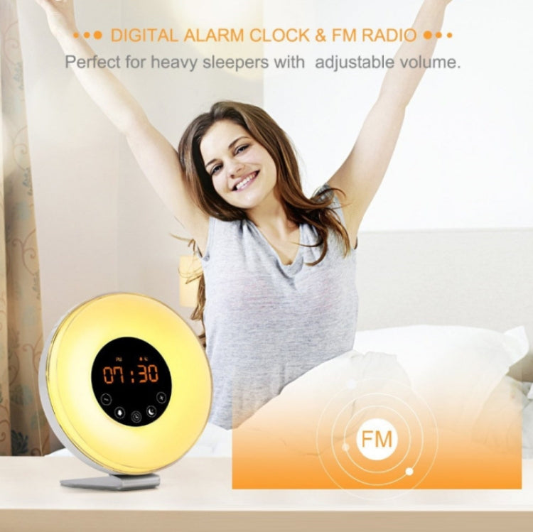 Simulated Sunrise And Sunset Sleep Light Alarm Clock with FM Radio(UK Plug) - Alarm Clocks by PMc TechLife | Online Shopping South Africa | PMc TechLife | Buy Now Pay Later Mobicred